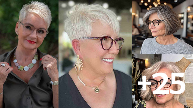 25 Trendy Short Hair Options for Women Over 50 with Glasses